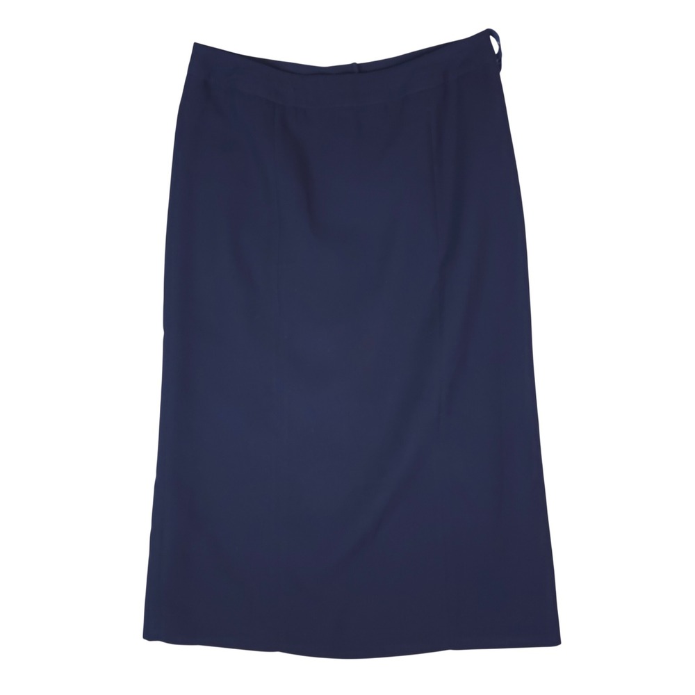 Jones Wear Essentials Skirt Women 12 Navy Blue Midi Professional Back Slit Lined